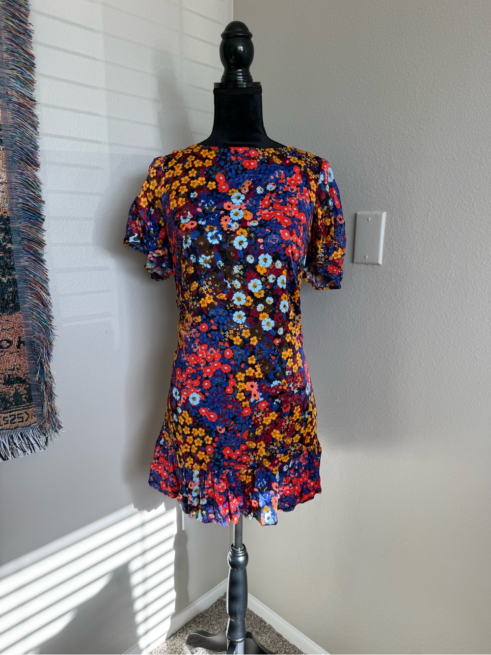 Anthropologie Ruffled Satin Mini Dress